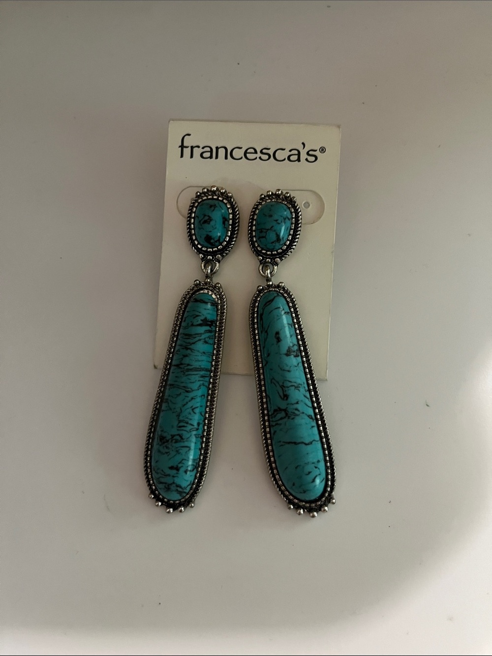 Francesca's Collections Turquoise Teardrop Dangle Earrings
